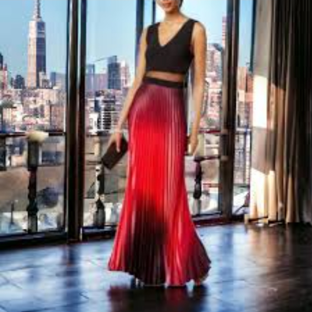 Betsy & Adam Black And Red Maxi Dress